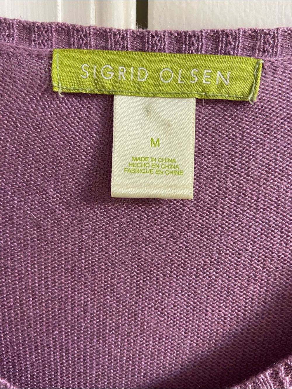 Sigrid Olsen Dusty Lavender Button-Front Cardigan Silk Blend Medium - Picture 7 of 8